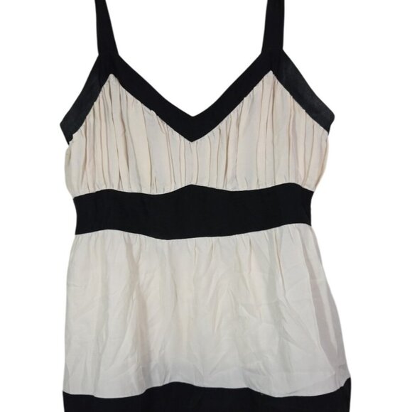 VTG Silk Babydoll Ruffle Contrast White Black Feminine Indie Sleaze Sweet Sz 8 M - Picture 1 of 8